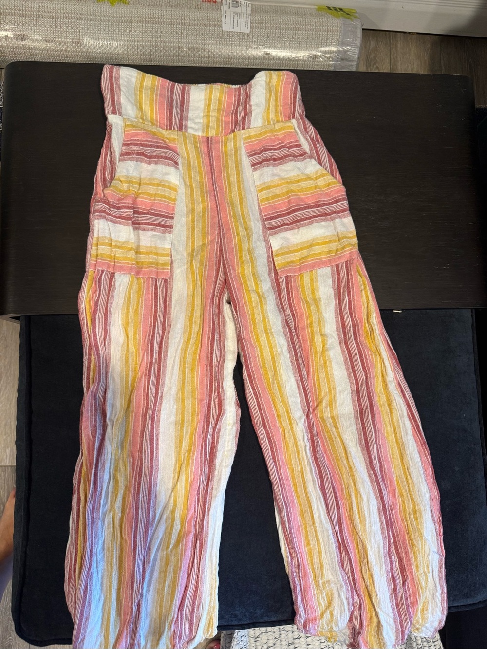 Rip Curl Striped Wide-Leg Pants in Pink, Yellow & White